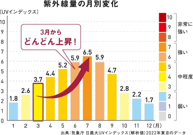 紫外線量の月別変化