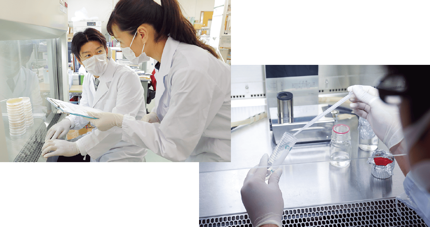 研究者と研究者の手元