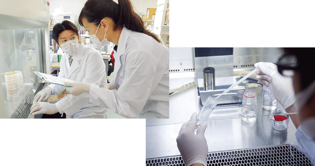 研究者と研究者の手元